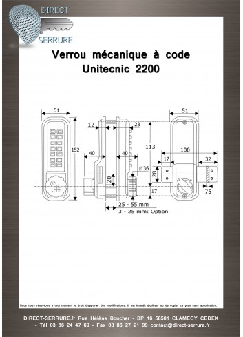 Verrou à code mécanique UNITECNIC 2200