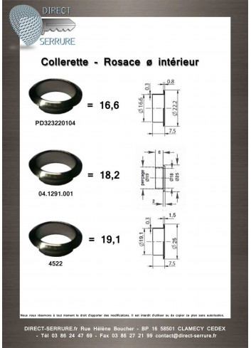 Collerette - Rosace 4522 - Ø intérieur  19,1 - Plan Technique