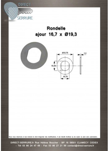 Rondelle PD-9011201 - ajour 16,7 X Ø19,3 - Plan Technique