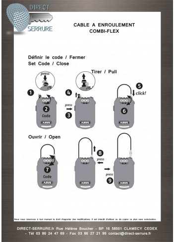 Câble à enroulement automatique à code ABUS-2501/65-COMBIFLEX - Plan Technique